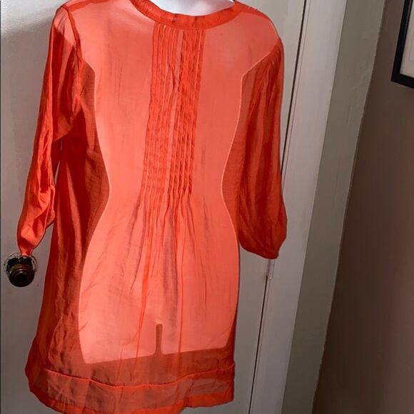 DYLAN Bright Orange 3/4 SleeveTunic Sheer Blouse-S - Picture 4 of 7